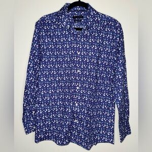 Tommy Hilfiger TH Flex Supima Slim Fit Stretch Navy Floral Button-Down Shirt